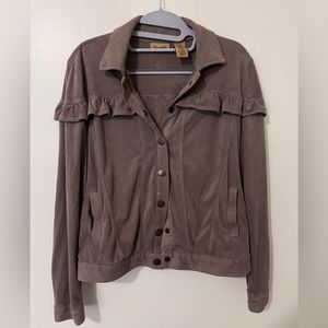 Wrangler Button Down Jacket w/ single ruffle cowgirl detail wrap. S/P.